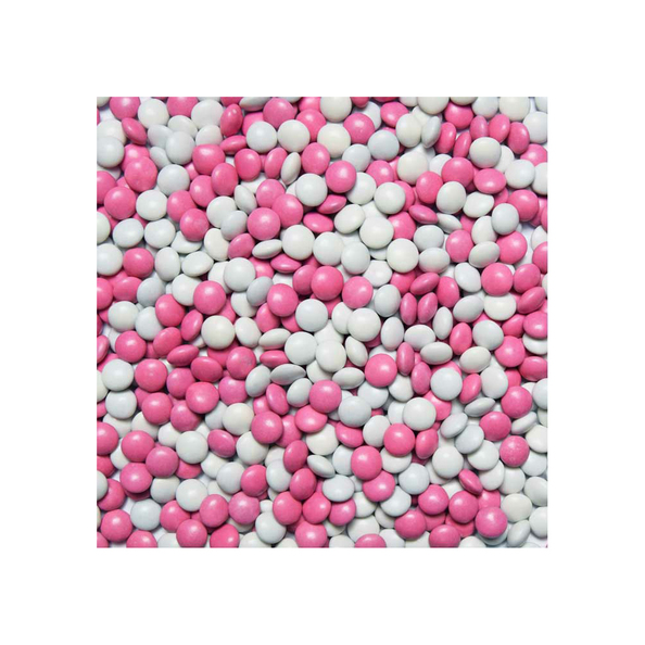 Mini chocoladedragees roze-wit 900 gr