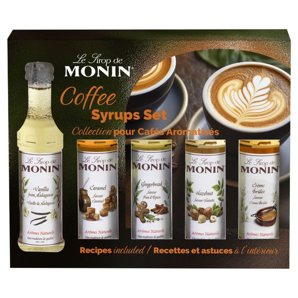 Monin koffie set, bevat 5 smaken a 50ml.