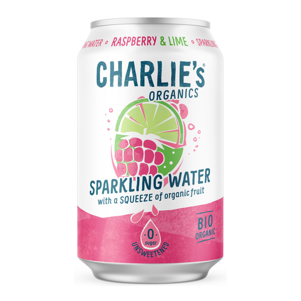Charlie's Organics sparkling water raspberry & lime bio 33 cl