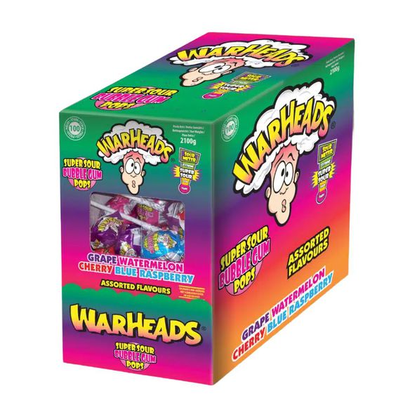 Warheads super sour bubblegum pops