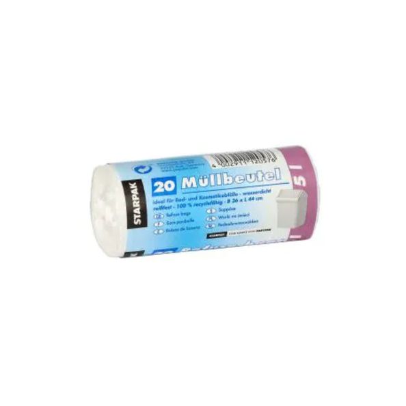 Starpak pedaalemmerzak wit LDPE 5 ltr - 20 zakjes - 44 x 36 cm