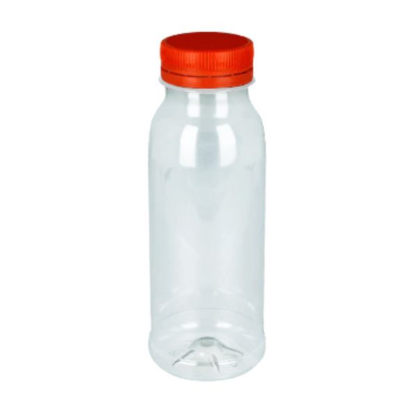 Fles RPET 250 ml met oranje dop