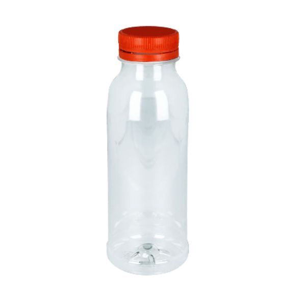 Fles RPET 330 ml met oranje dop
