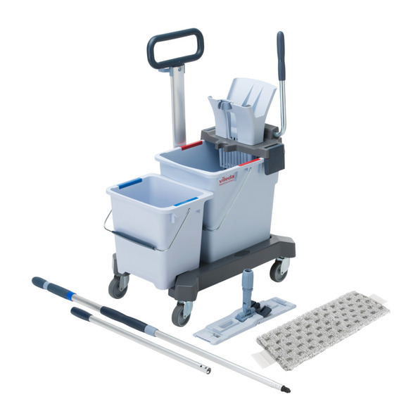 Vileda ultraspeed starterkit 25 en 8 liter met plaat en mop compleet inclusief telescoopsteel.