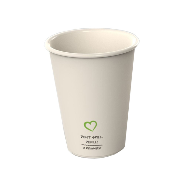 Reusable plastic koffiebeker blanco beige 180 cc