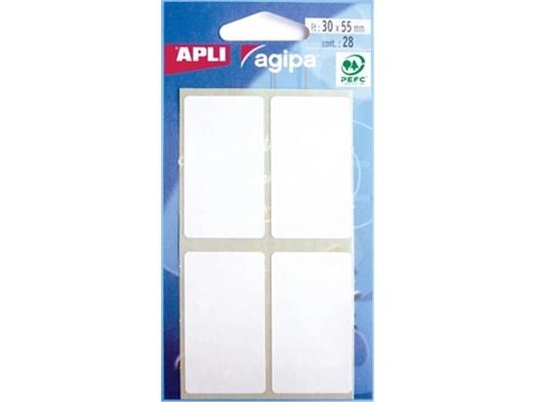 Agipa witte etiketten in etui ft 30 x 55 mm (b x h