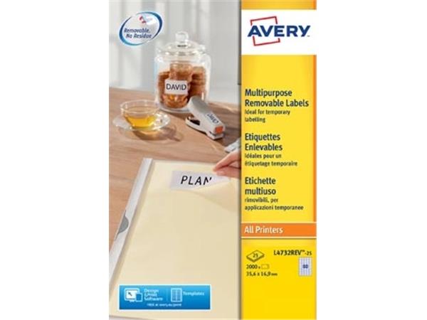 Avery L4732REV-25 afneembare etiketten ft 35,6 x 1