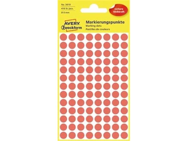 Avery Ronde etiketten diameter 8 mm, rood, 416 stu
