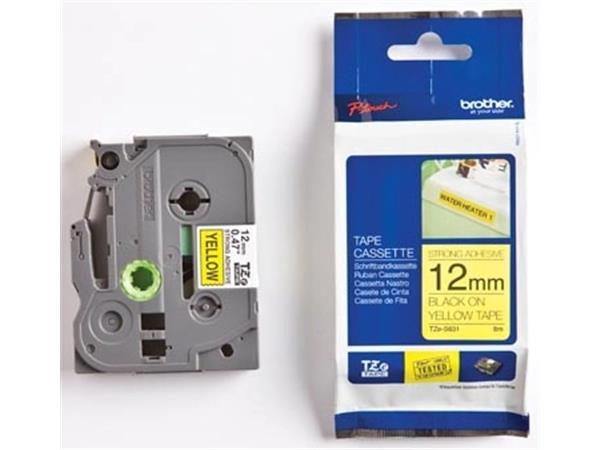 Brother TZe tape voor P-Touch 12 mm, zwart op geel