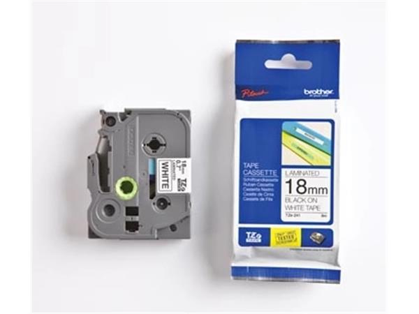 Brother TZe tape voor P-Touch 18 mm, zwart op wit