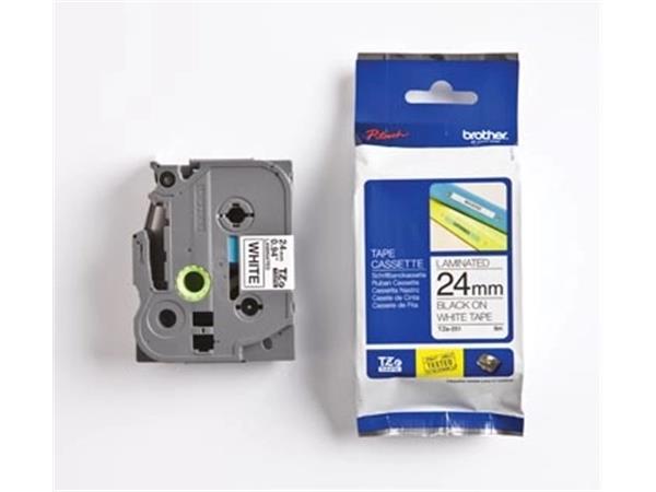 Brother TZe tape voor P-Touch 24 mm, zwart op wit