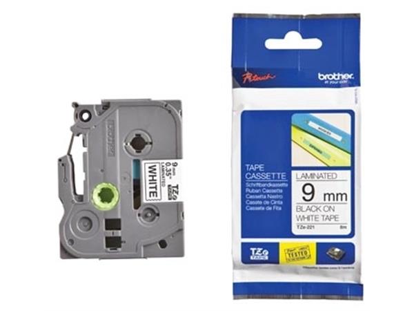 Brother TZe tape voor P-Touch 9 mm, zwart op wit