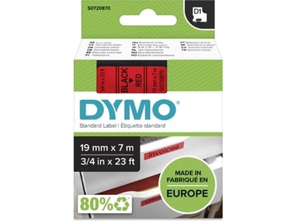 Dymo D1 tape 19 mm, zwart op rood