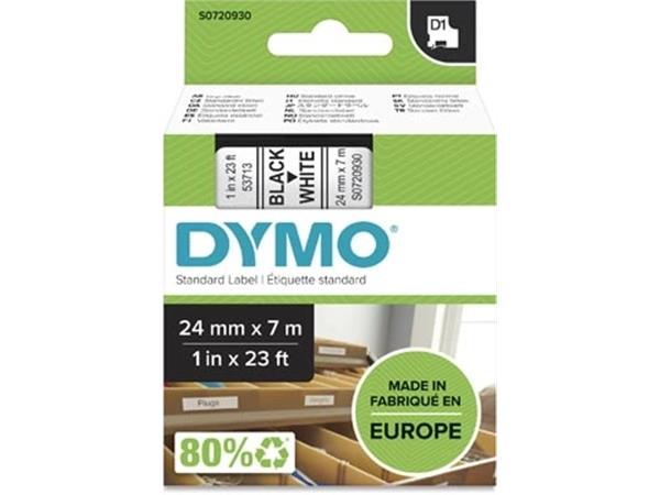 Dymo D1 tape 24 mm, zwart op wit