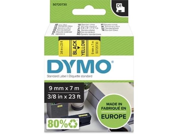 Dymo D1 tape 9 mm, zwart op geel