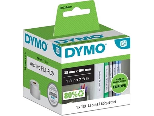 Dymo etiketten LabelWriter ft 190 x 38 mm, wit, 11