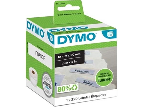 Dymo etiketten LabelWriter ft 50 x 12 mm, wit, 220