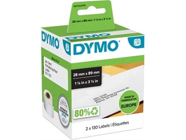 Dymo etiketten LabelWriter ft 89 x 28 mm, wit, 260