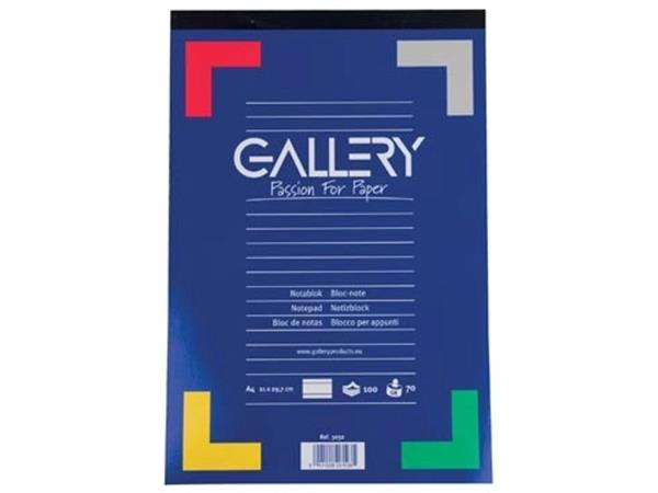 Gallery schrijfblok, ft A4, gelijnd, blok van 100