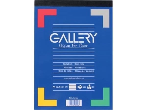 Gallery schrijfblok, ft A5, gelijnd, blok van 100