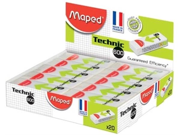 Maped gum Technic 600, wit, doos van 20 stuks