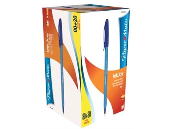 Paper Mate balpen InkJoy 100 met dop, blauw, doos