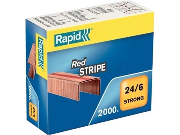 Rapid Nietjes 24/6, Red Stripe, verkoperd, doos va