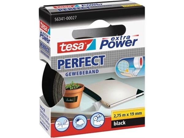 Tesa extra Power Perfect, ft 19 mm x 2,75 m, zwart